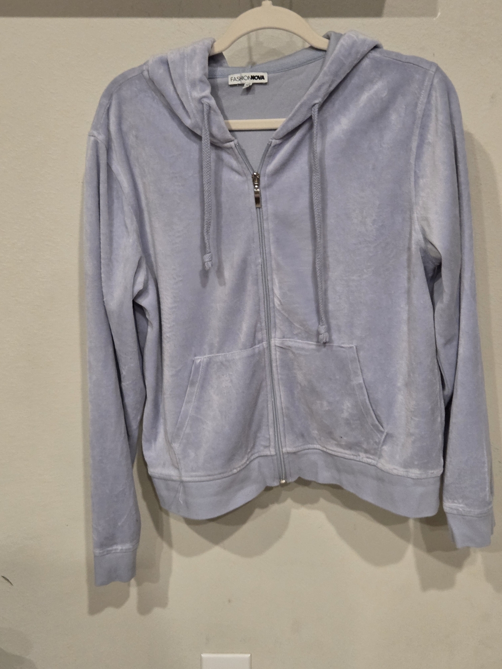 Fashion Nova Light Lavender Velvet Zip Bomber Hoodie